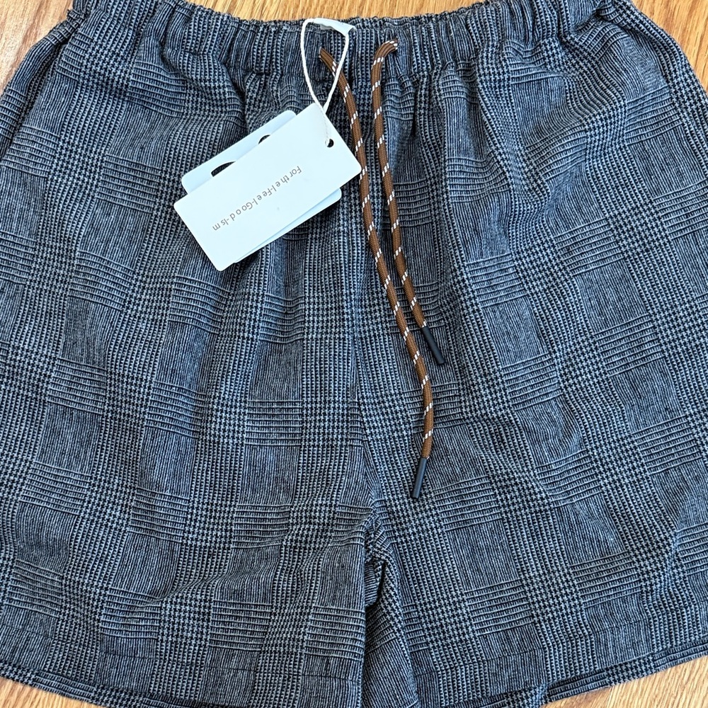Commense High Waist Checkered Shorts - Black and Gray